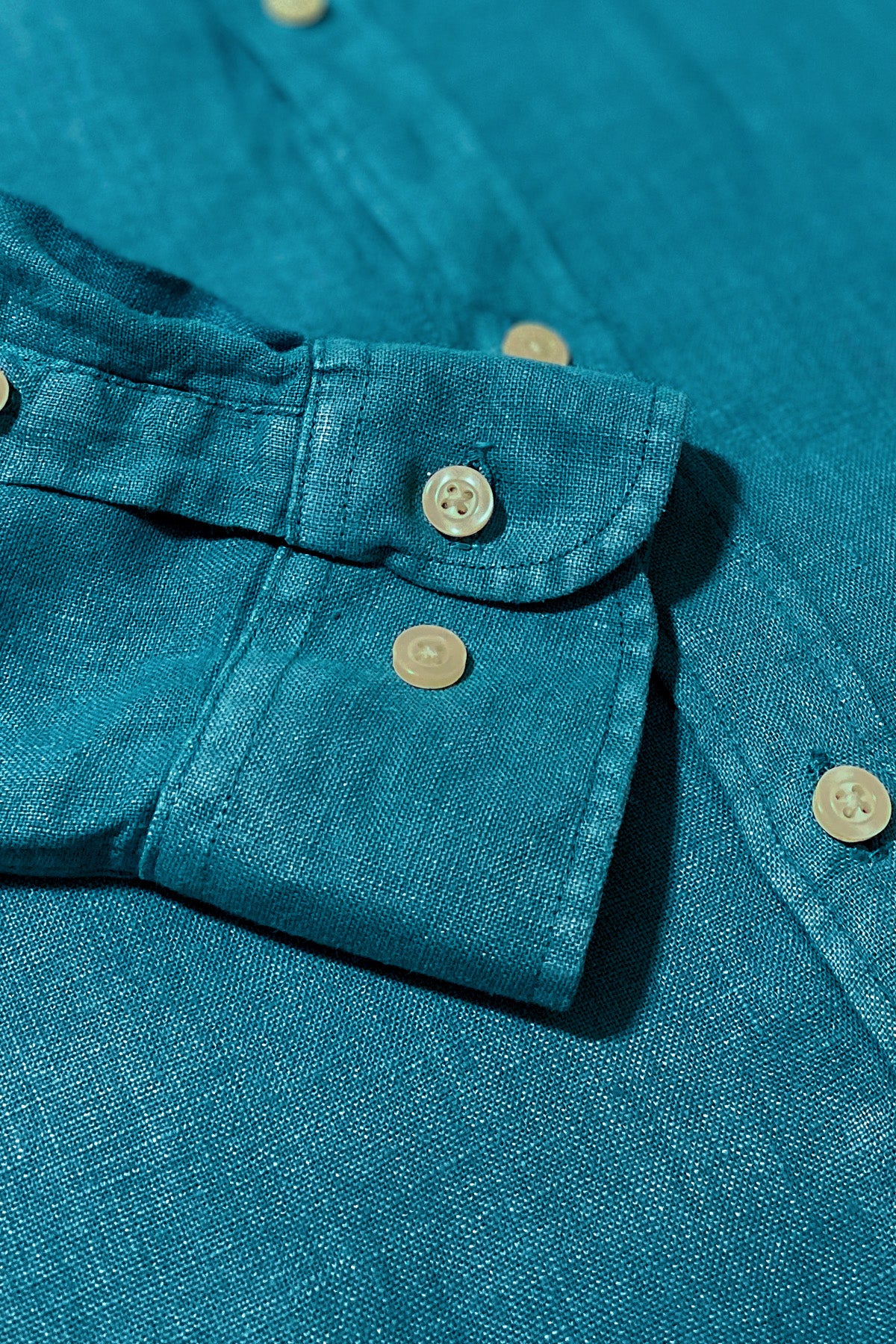 Camisa 100% lino AZUL-VERDOSO