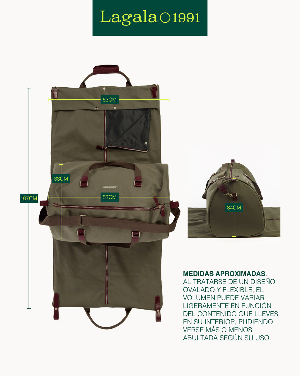 Bolsa de viaje + Portatrajes con iniciales bordadas