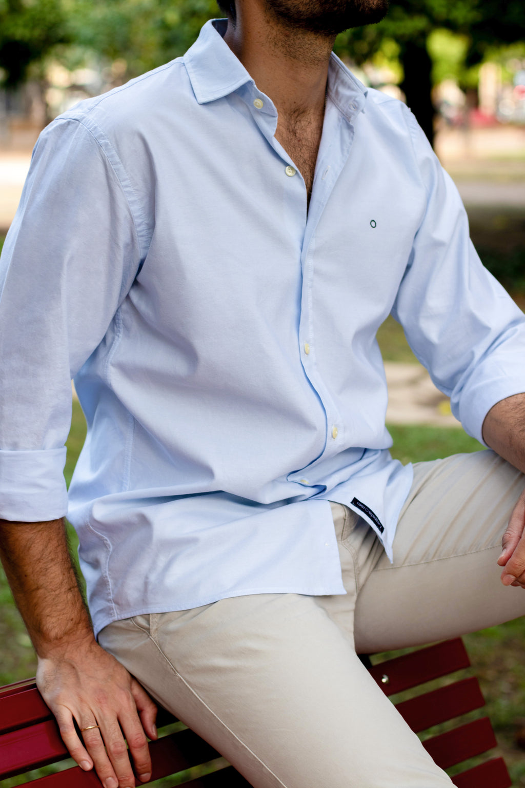 Camisa 100% algodón OXFORD CELESTE