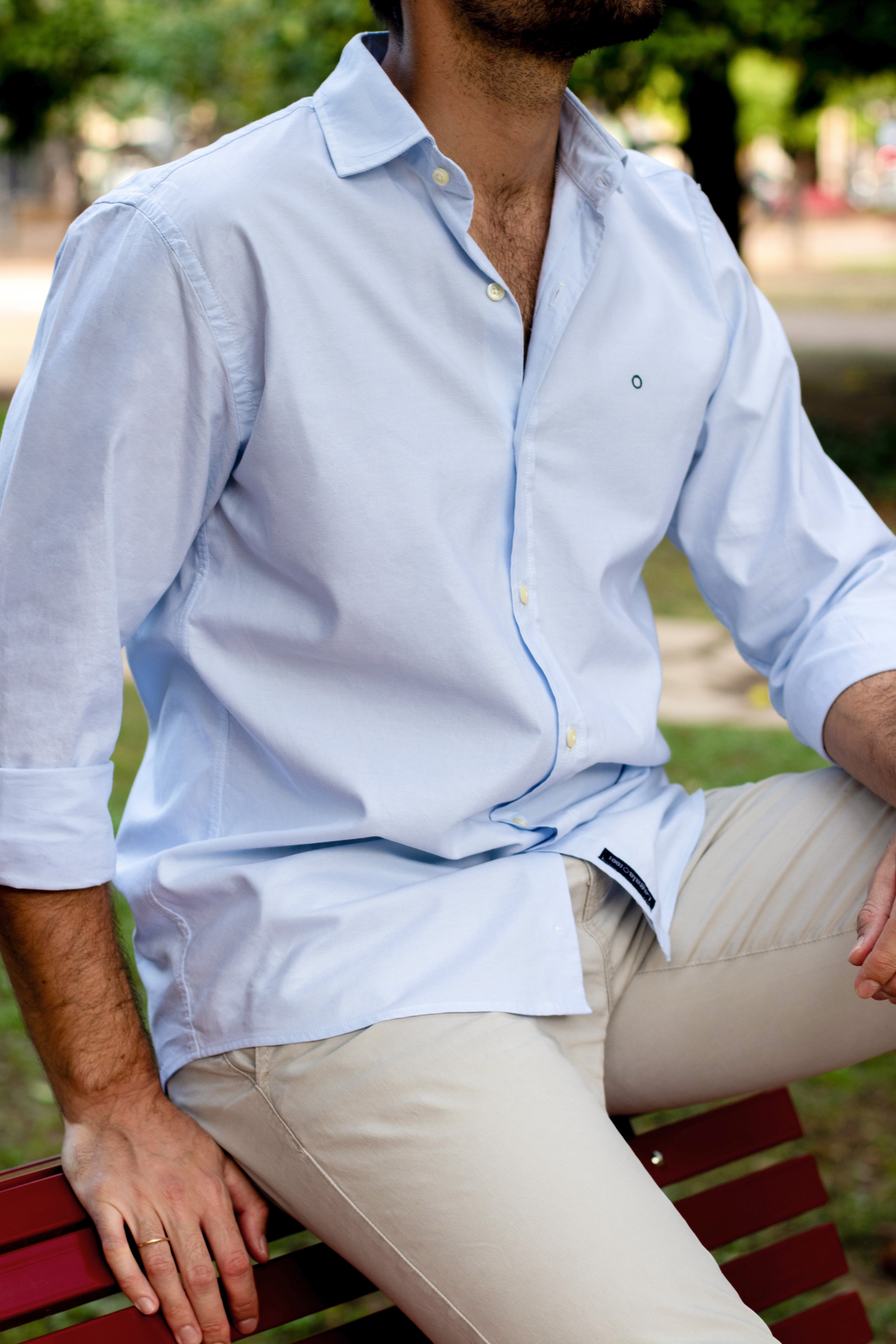 Camisa 100% algodón OXFORD CELESTE